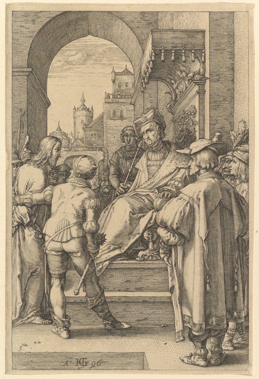 Chrystus przed Piłatem, z filmu „Pasja” autorstwa Hendrick Goltzius