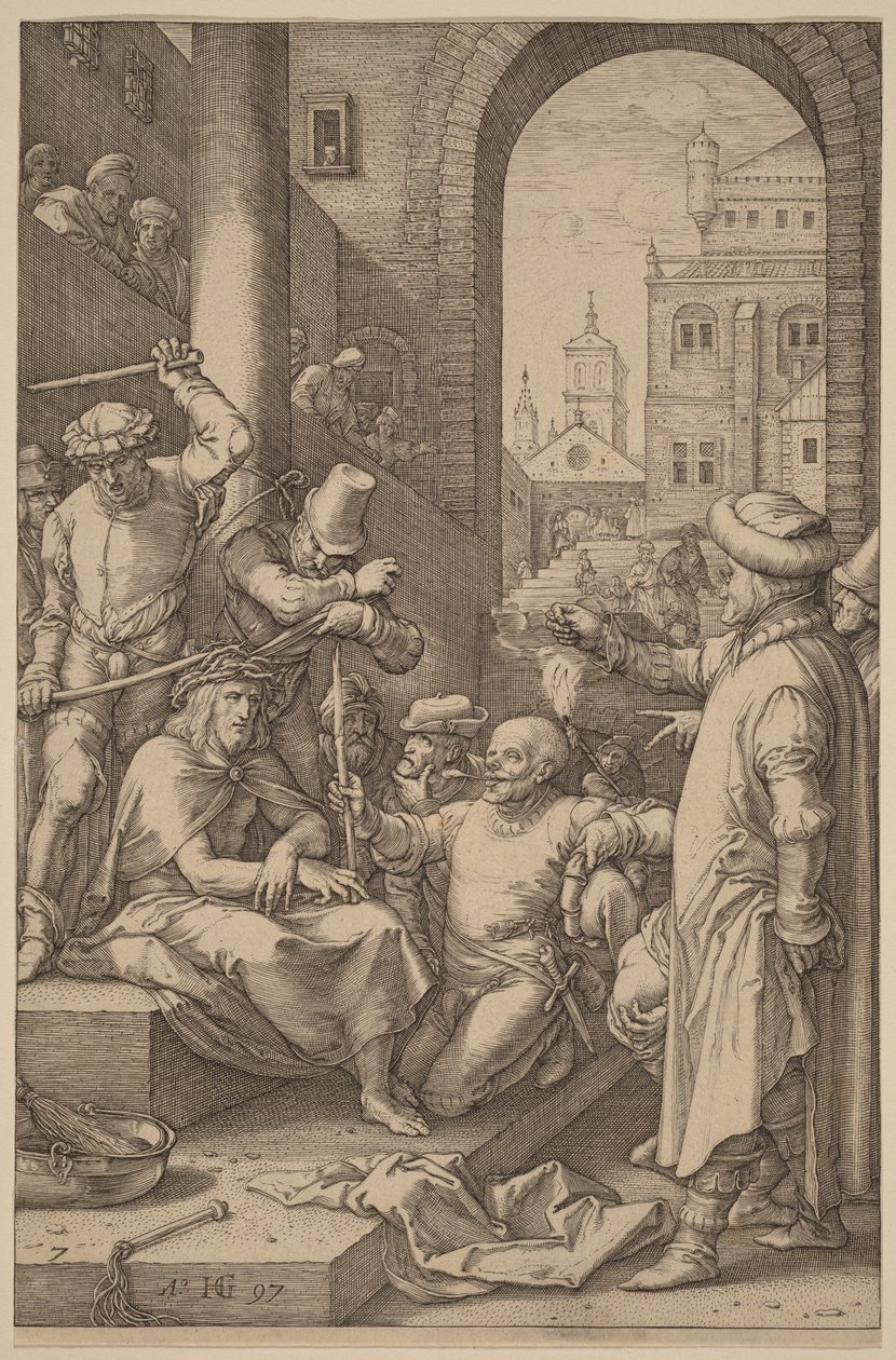 Chrystus w cierniowej koronie autorstwa Hendrick Goltzius