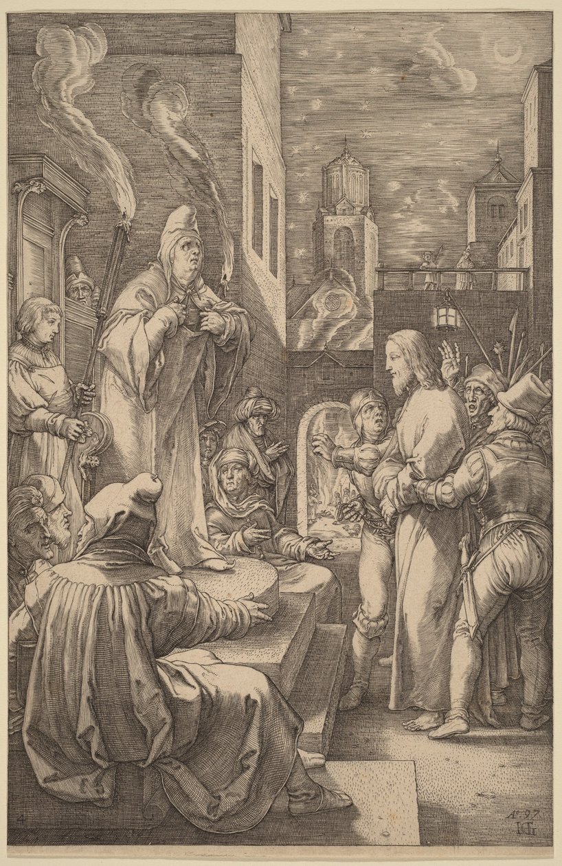 Chrystus przed Kajfaszem autorstwa Hendrick Goltzius