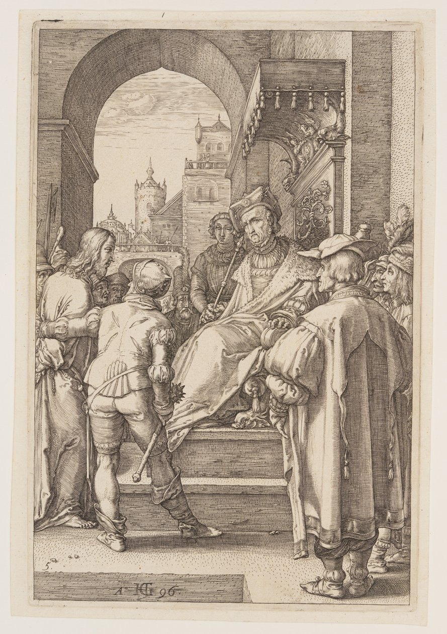 Chrystus przed Piłatem, z filmu Pasja autorstwa Hendrick Goltzius