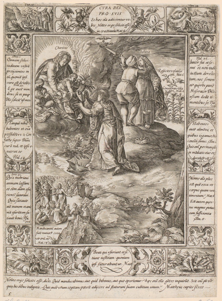 Cura dei pro suis, plansza 5 z cyklu „Alegorie wiary chrześcijańskiej” autorstwa Hendrick Goltzius