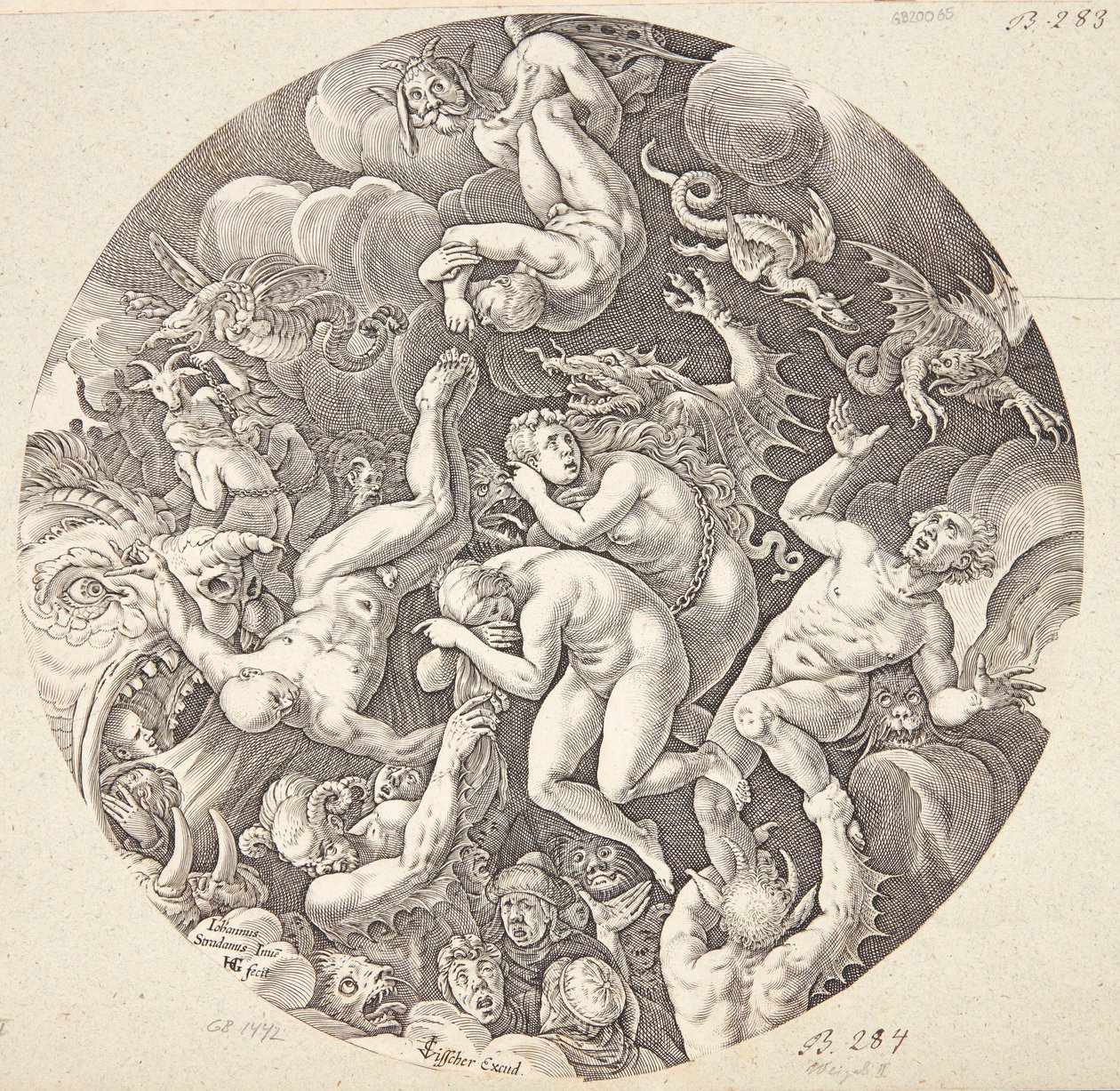 Upadek potępionych autorstwa Hendrick Goltzius