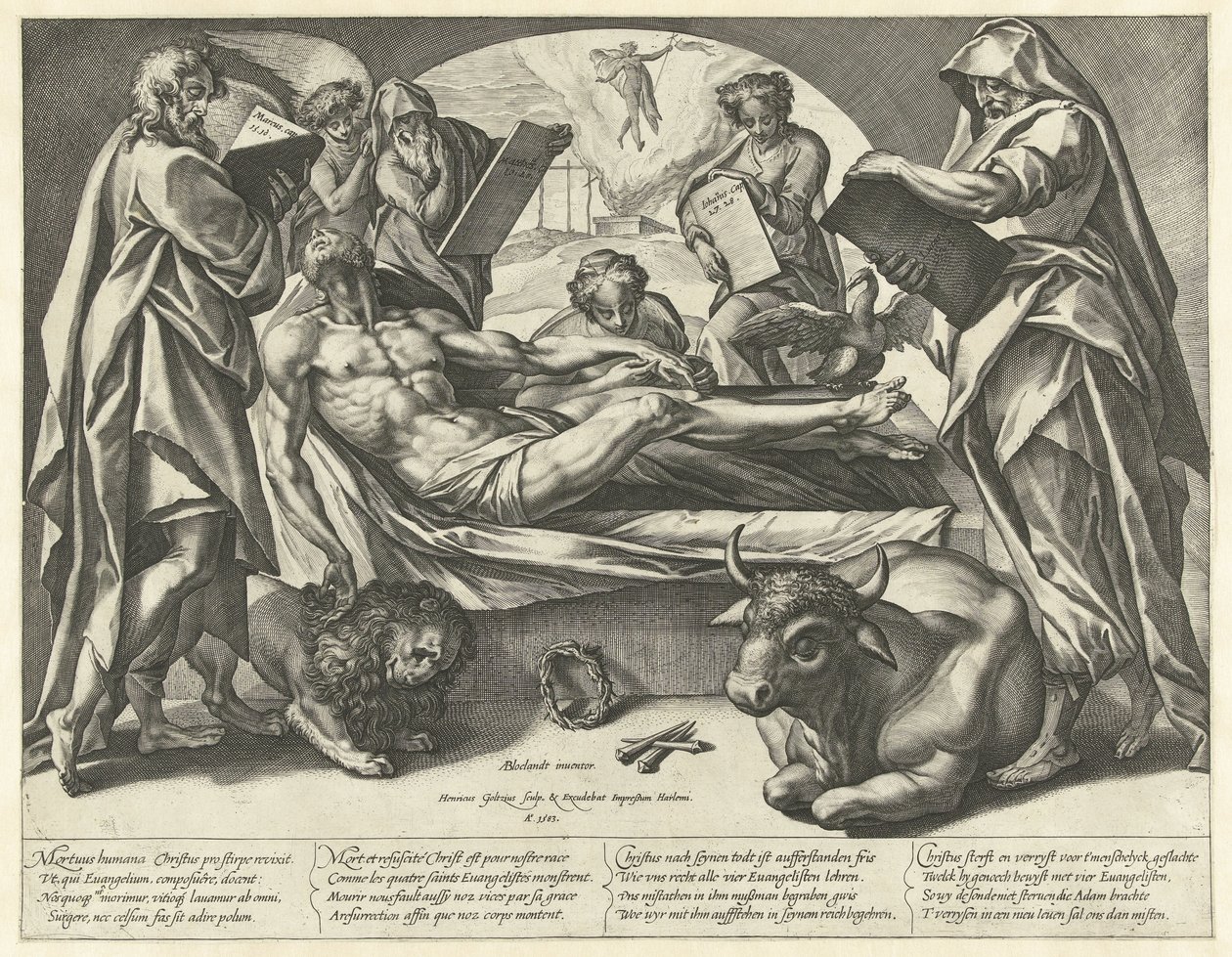 Martwy Chrystus i czterej ewangeliści autorstwa Hendrick Goltzius