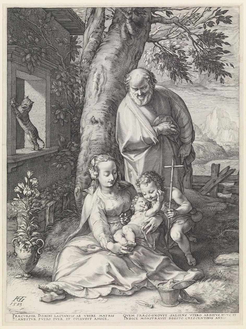 Święta Rodzina z Janem Chrzcicielem autorstwa Hendrick Goltzius