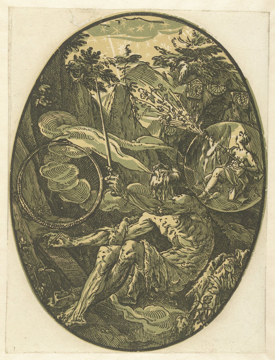 Demogorgon w Jaskini Wieczności Bogowie i Boginie (tytuł serii) autorstwa Hendrick Goltzius