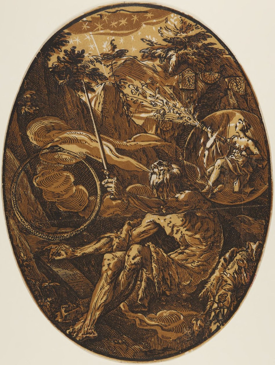 Demogorgon w Jaskini Wieczności autorstwa Hendrick Goltzius