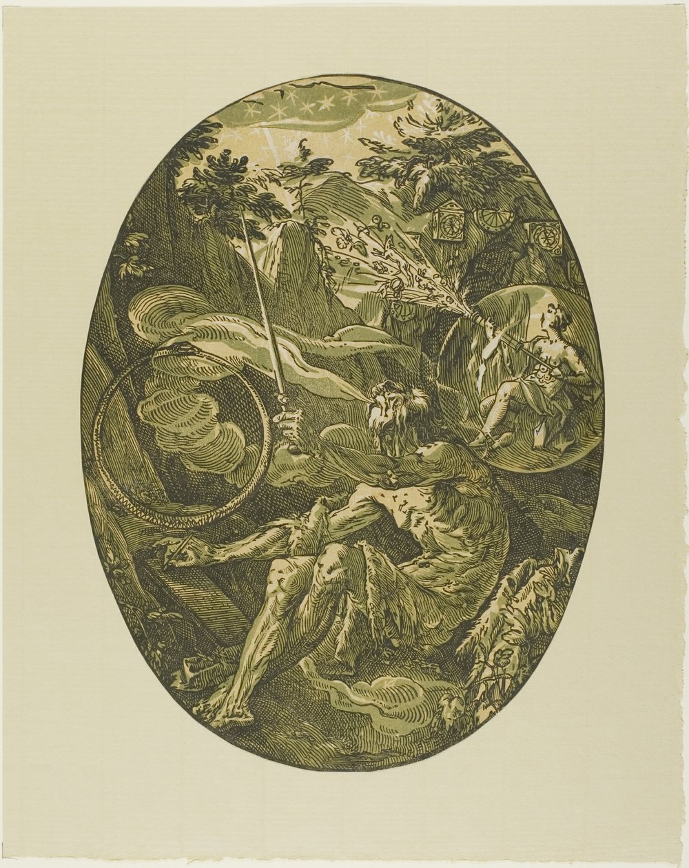 Demogorgon w Jaskini Wieczności, płyta pierwsza z Demogorgona i Bóstw autorstwa Hendrick Goltzius