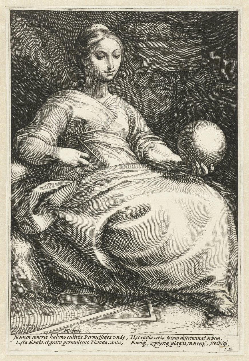 Erato Dziewięć Muz (tytuł serii) autorstwa Hendrick Goltzius