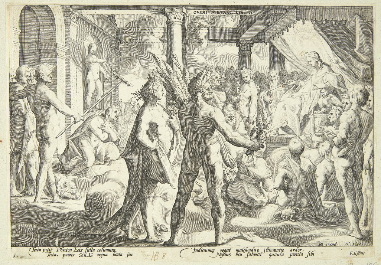 Faeton prosi o słoneczny rydwan autorstwa Hendrick Goltzius