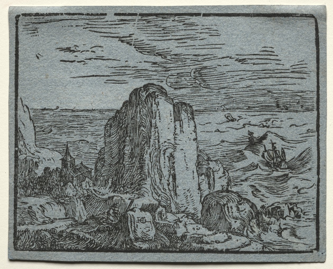 Cztery małe krajobrazy: nr 4, Klif na wybrzeżu autorstwa Hendrick Goltzius