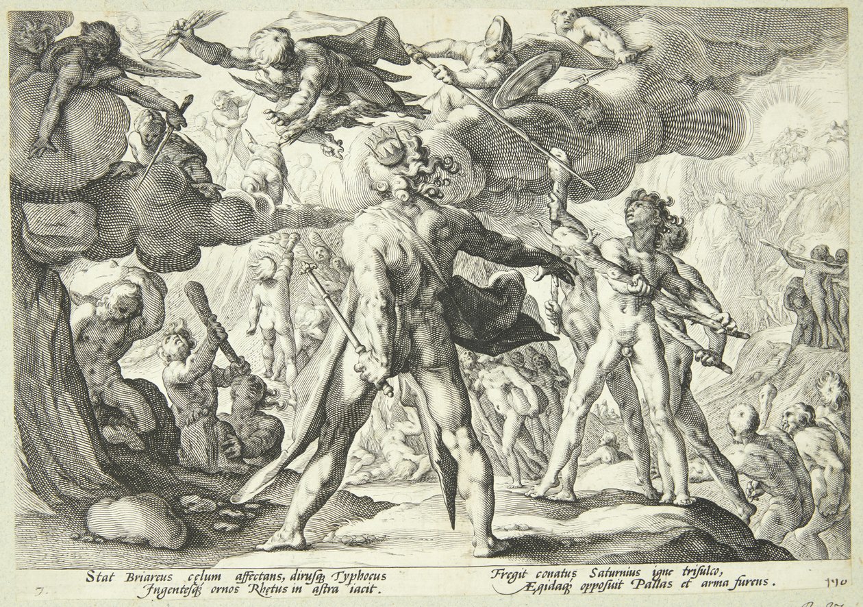 Giganci szturmują niebo autorstwa Hendrick Goltzius
