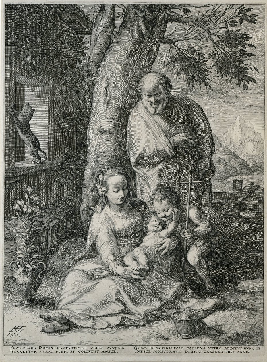 Święta Rodzina z Janem Chrzcicielem Wczesne życie Maryi (tytuł serii) Arcydzieła (tytuł serii) autorstwa Hendrick Goltzius
