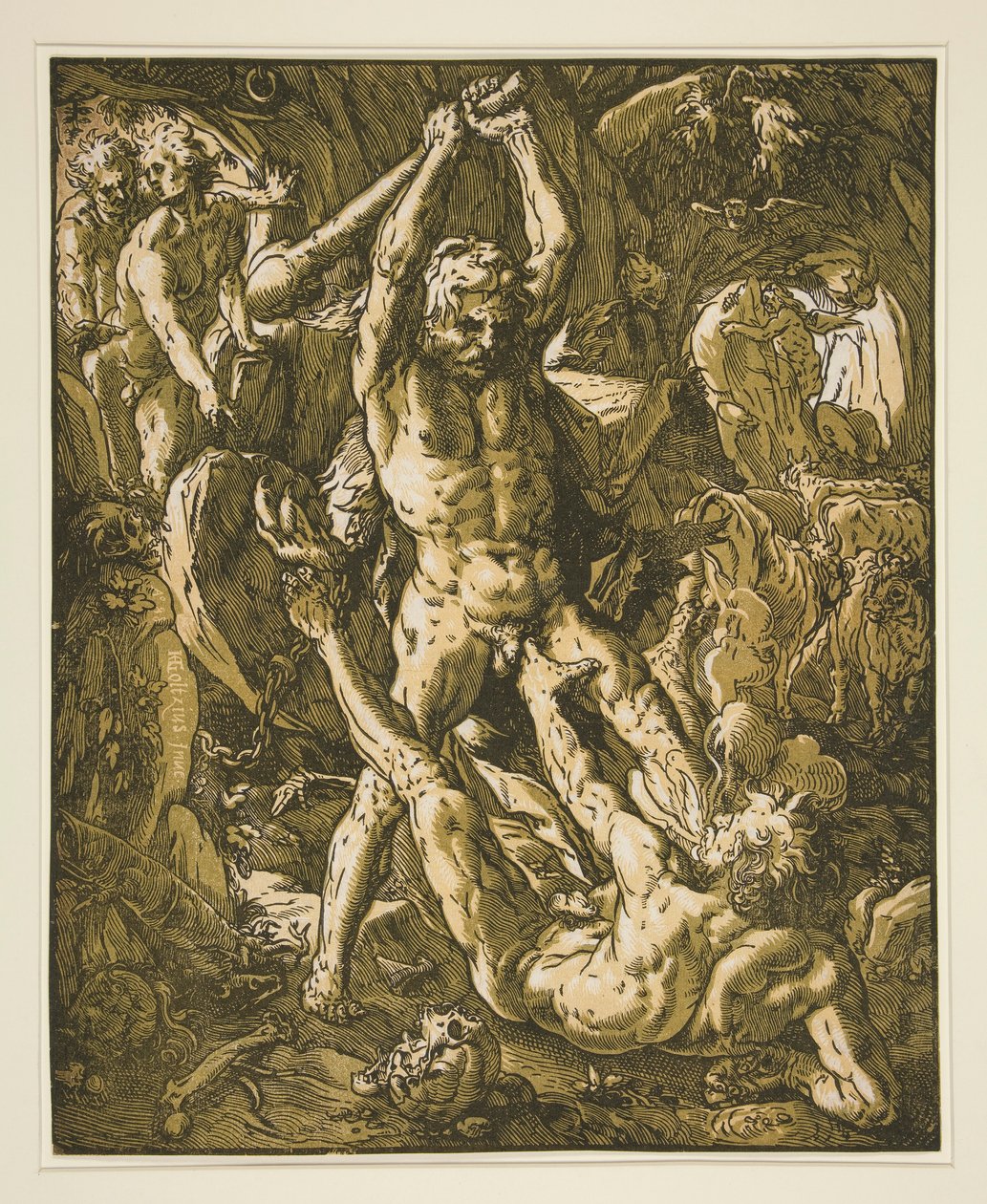 Herkules zabija Cacus autorstwa Hendrick Goltzius