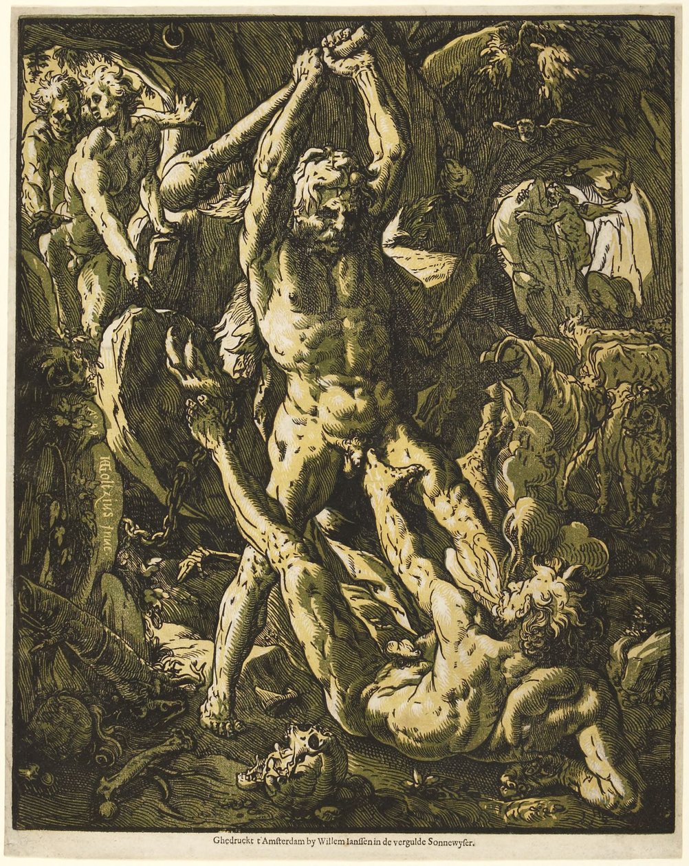 Herkules zabijający Kakusa autorstwa Hendrick Goltzius