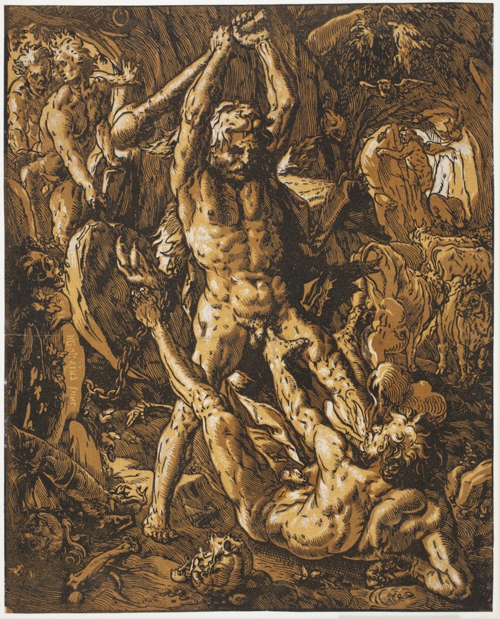 Herkules zabija Cacus autorstwa Hendrick Goltzius