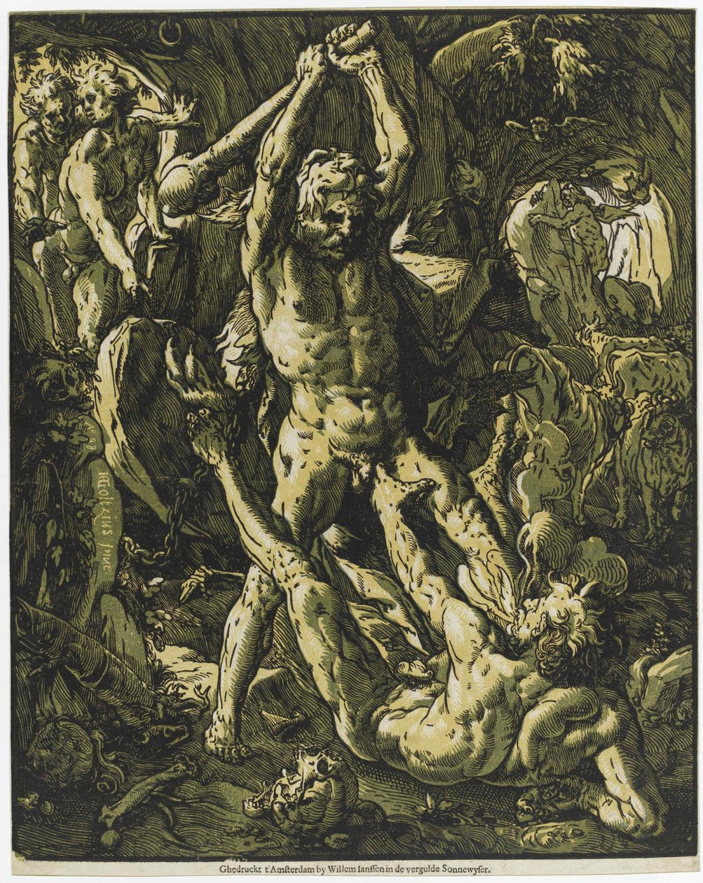 Herkules zabija Cacus, 1588. autorstwa Hendrick Goltzius