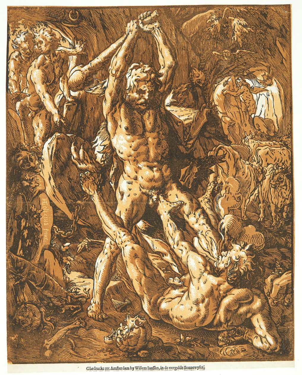 Herakles zabija Kakusa autorstwa Hendrick Goltzius