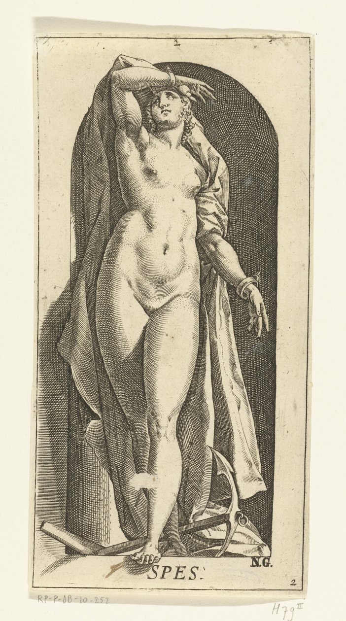 Sterta Spes (tytuł na obiekcie) Siedem cnót (tytuł serii) autorstwa Hendrick Goltzius