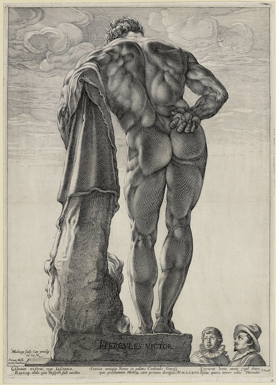 Jacob Matham i Hendrick Goltzius oglądają „Herkulesa Farnese” autorstwa Hendrick Goltzius