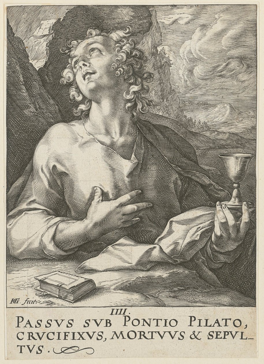 Jan, arkusz 4 z cyklu „Chrystus, dwunastu apostołów i Paweł” autorstwa Hendrick Goltzius