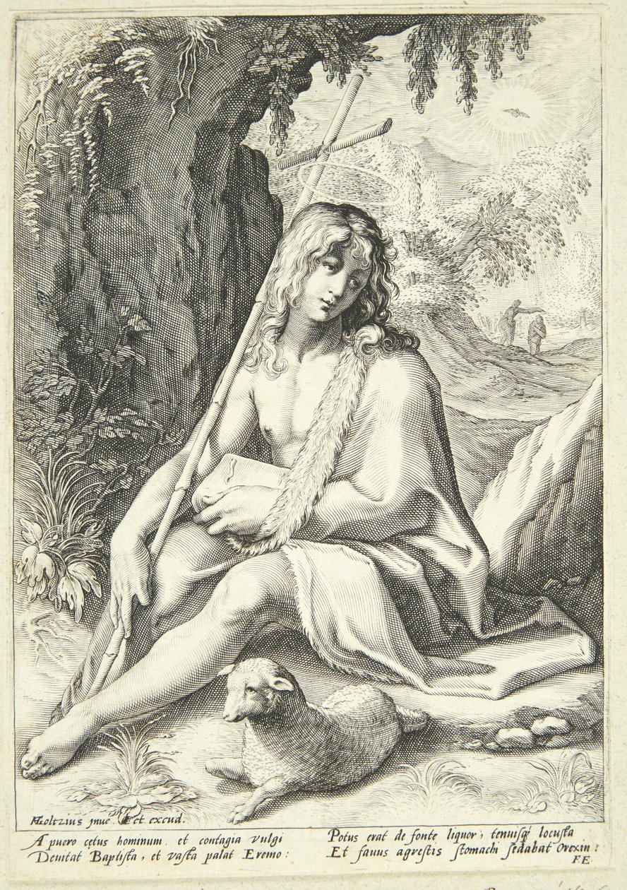 Jan Chrzciciel na pustyni autorstwa Hendrick Goltzius