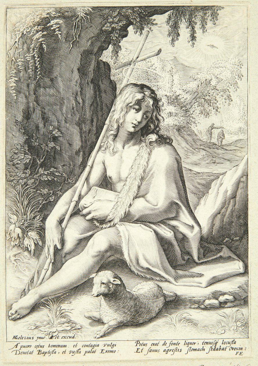 Jan Chrzciciel na pustyni autorstwa Hendrick Goltzius