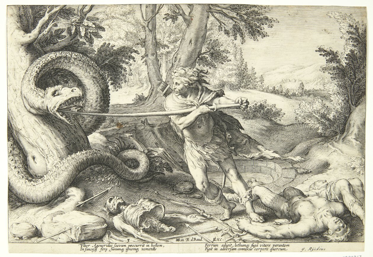 Kadmus zabija smoka autorstwa Hendrick Goltzius