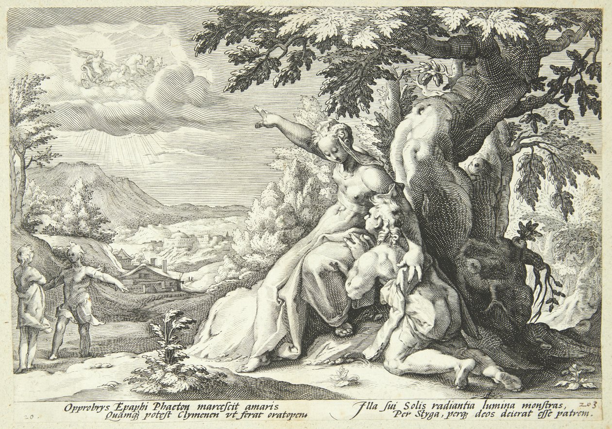 Clymene zachęca Phaetona do odnalezienia Heliosa autorstwa Hendrick Goltzius