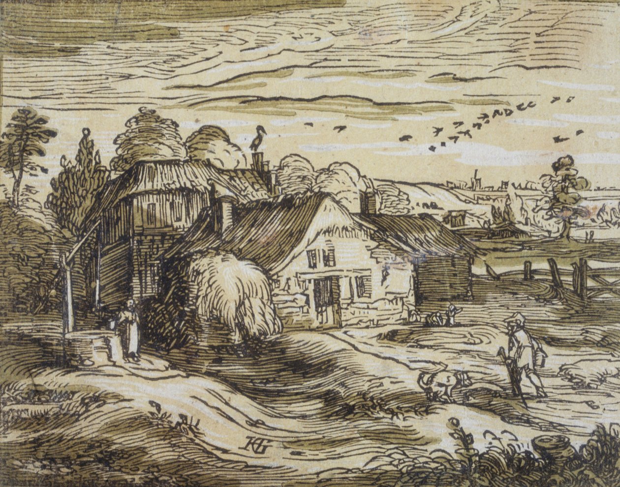Pejzaż z chatą chłopską autorstwa Hendrick Goltzius