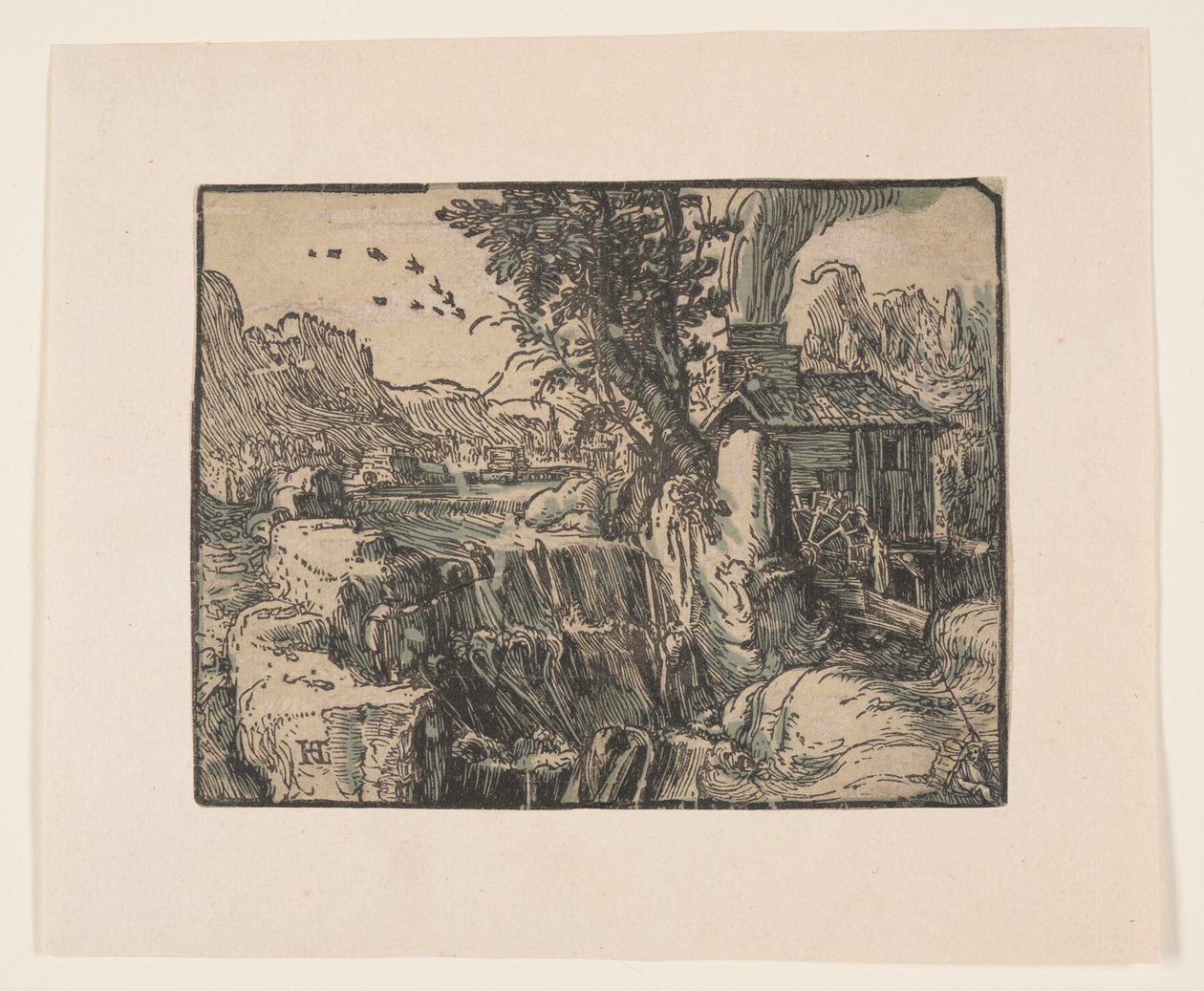Krajobraz z wodospadem autorstwa Hendrick Goltzius