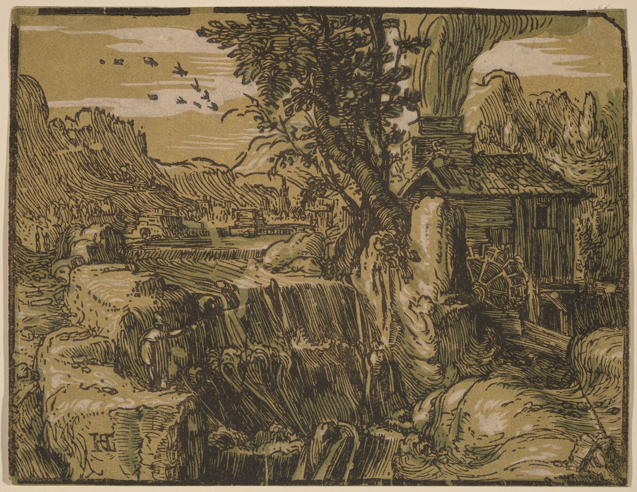 Pejzaż z wodospadem autorstwa Hendrick Goltzius