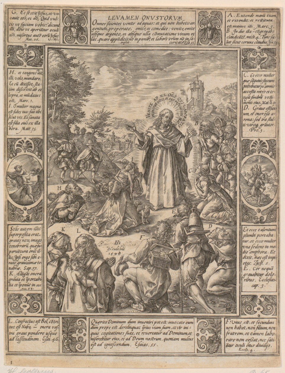 Levamen Onustrorum, karta 1 z cyklu „Alegorie wiary chrześcijańskiej” autorstwa Hendrick Goltzius