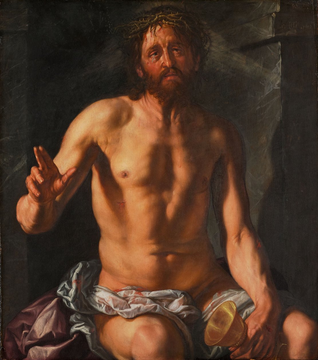 Mąż Boleści z kielichem (Chrystus jako Odkupiciel) autorstwa Hendrick Goltzius