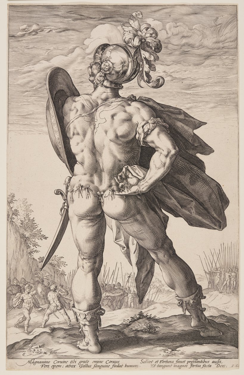 Marcus Valerius Corvus, z książki The Roman Heroes autorstwa Hendrick Goltzius