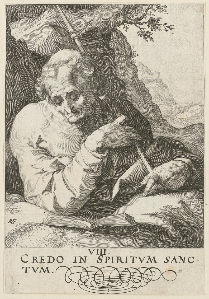Mateusz, plansza 9 z cyklu „Chrystus, dwunastu apostołów i Paweł” autorstwa Hendrick Goltzius