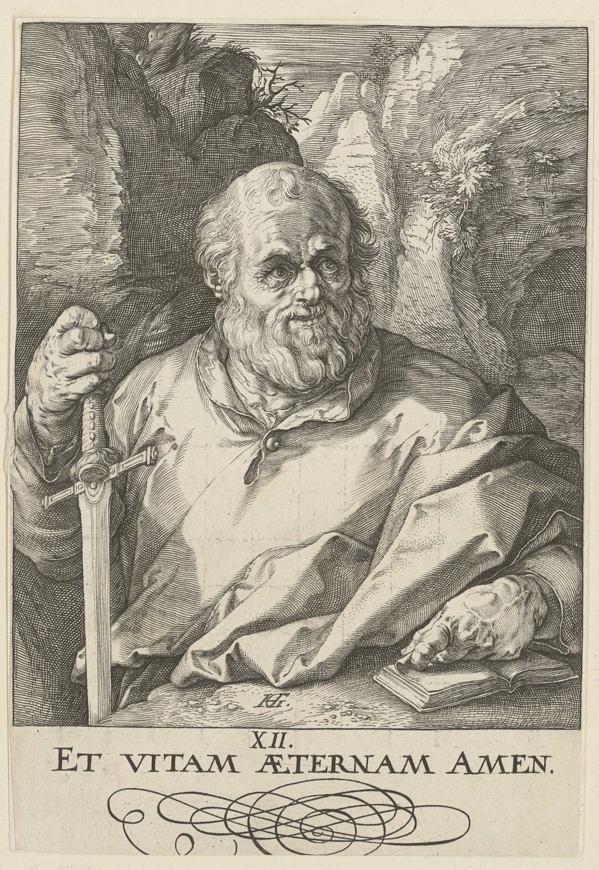 Matthias, arkusz 13 z serii „Chrystus, dwunastu apostołów i Paweł” autorstwa Hendrick Goltzius