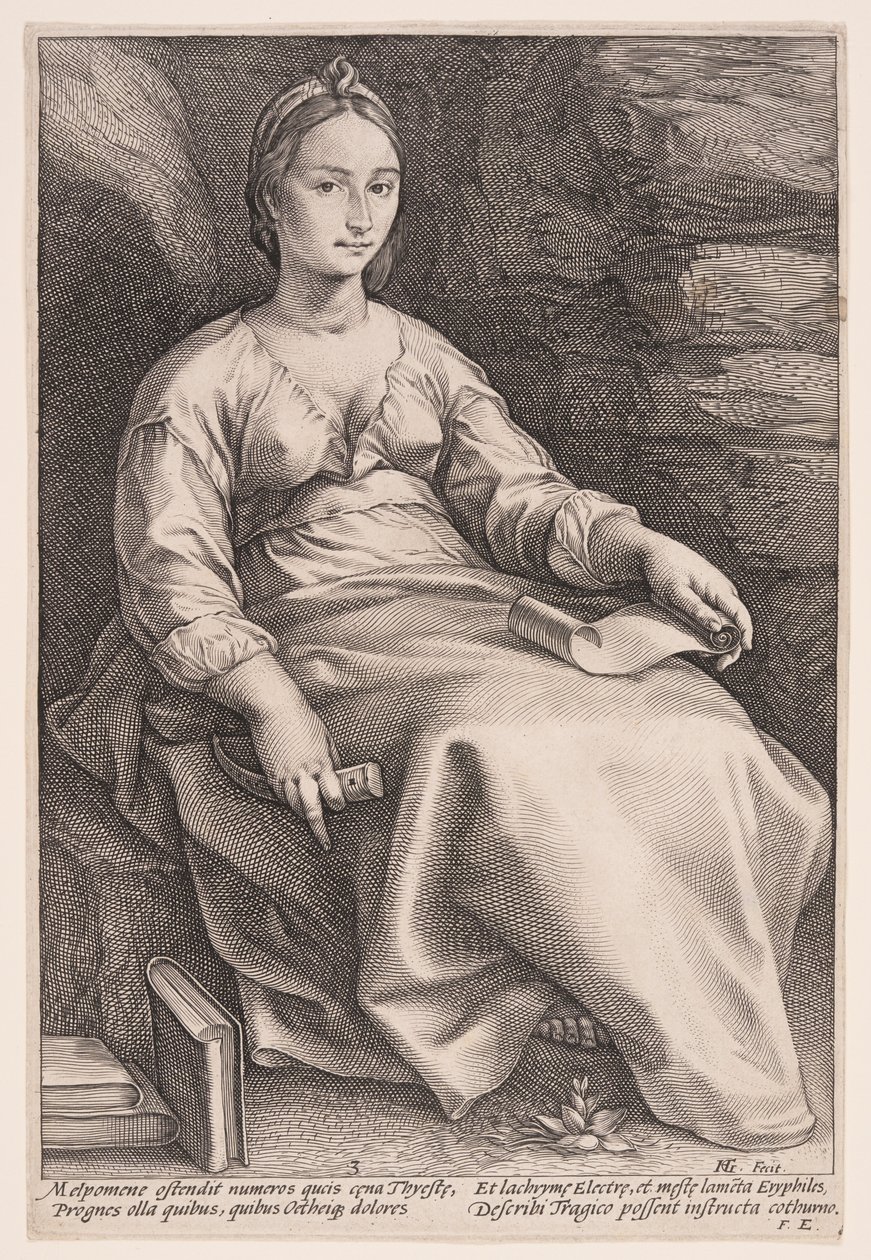 Melpomene, muza tragedii, z Dziewięciu muz autorstwa Hendrick Goltzius