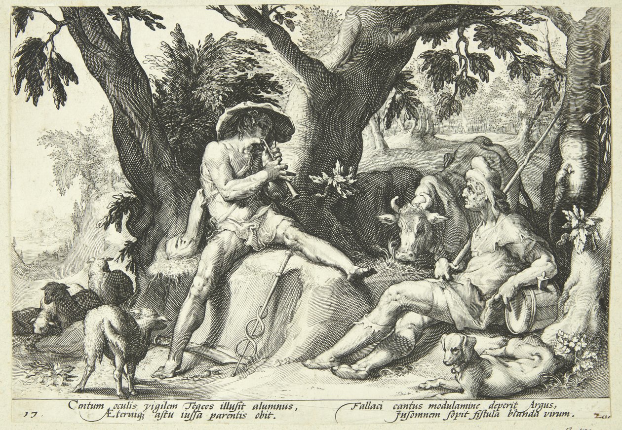 Merkury usypia Argusa autorstwa Hendrick Goltzius