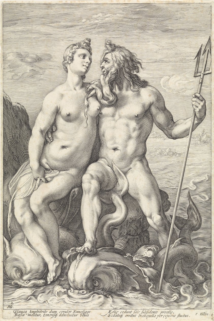 Neptun amfitrytem Boska para (tytuł serii) autorstwa Hendrick Goltzius