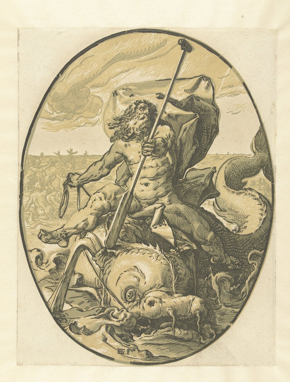 Okeanos Bogowie i Boginie (tytuł serii) autorstwa Hendrick Goltzius