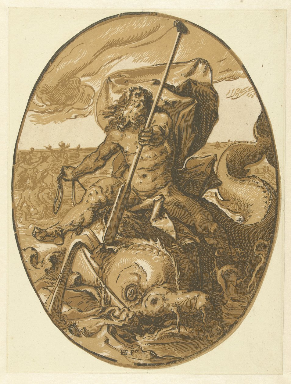 Okeanos Bogowie i Boginie (tytuł serii) autorstwa Hendrick Goltzius