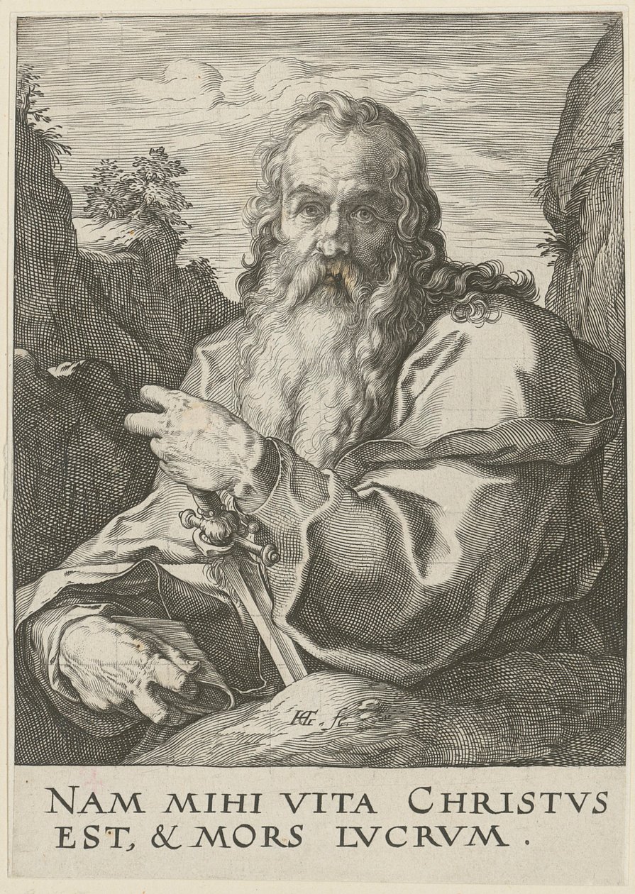 Paweł, arkusz 14 z serii „Chrystus, dwunastu apostołów i Paweł” autorstwa Hendrick Goltzius