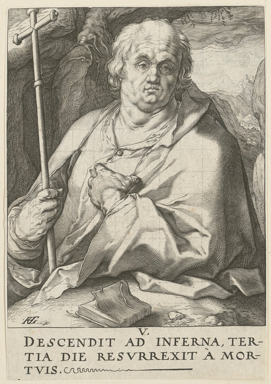Filip, arkusz 5 z cyklu „Chrystus, dwunastu apostołów i Paweł” autorstwa Hendrick Goltzius