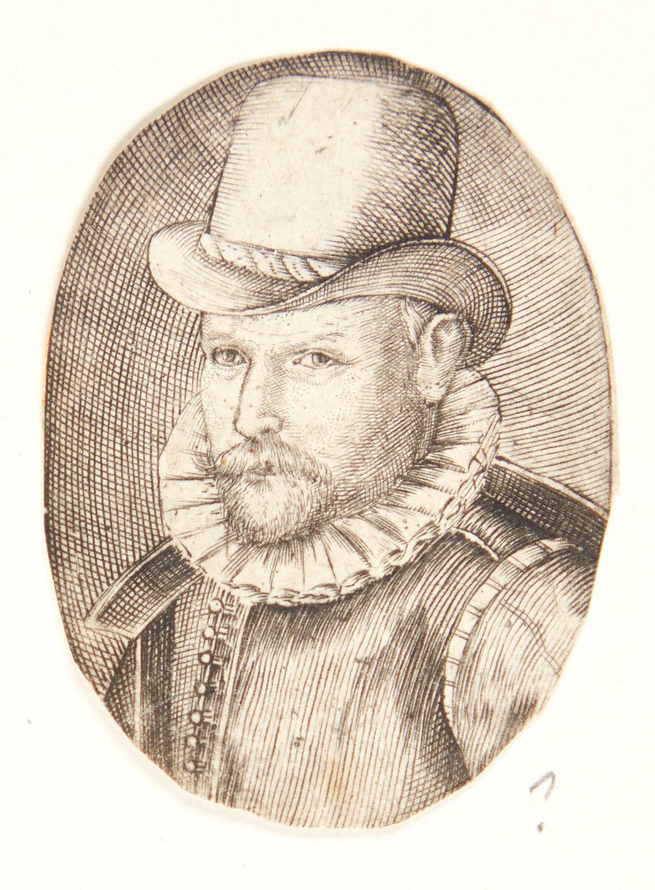 Portret mężczyzny w kapeluszu, zwróconego w lewo autorstwa Hendrick Goltzius