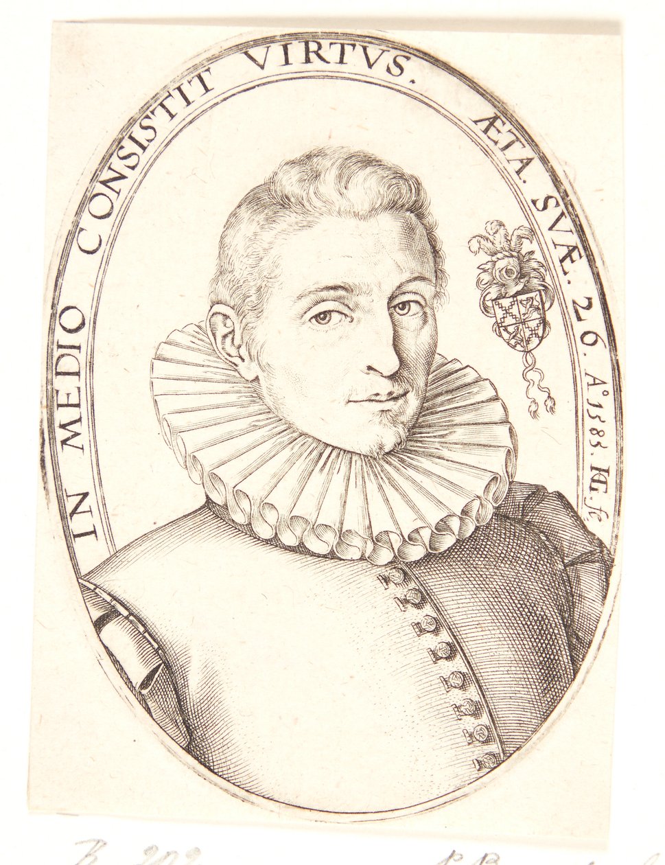 Portret młodego mężczyzny zwróconego w prawo autorstwa Hendrick Goltzius