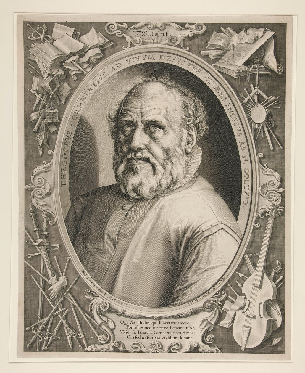 Portret Dircka Volckertszoona Coornherta (1522-1590) autorstwa Hendrick Goltzius