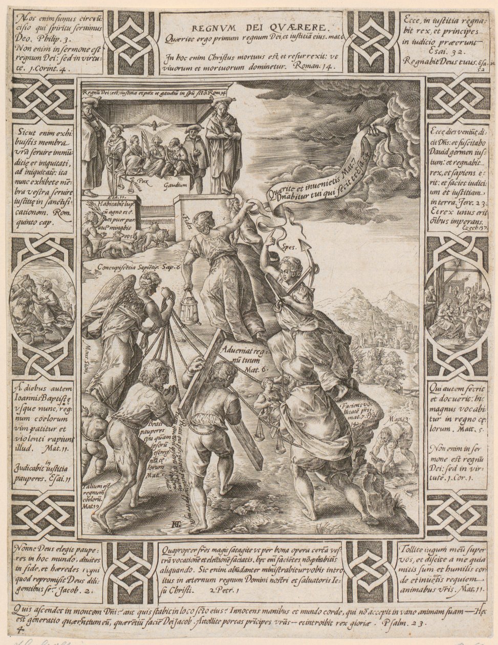 Regnum Dei quaerere, arkusz 4 z cyklu „Alegorie wiary chrześcijańskiej” autorstwa Hendrick Goltzius