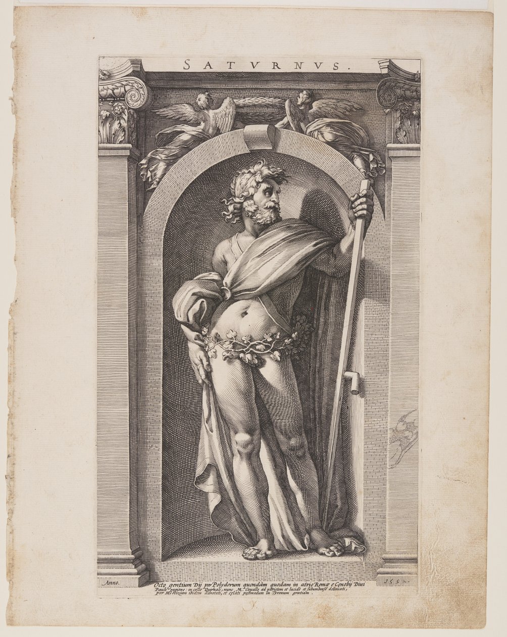Saturnus (Saturn), z Ośmiu pogańskich bogów autorstwa Hendrick Goltzius