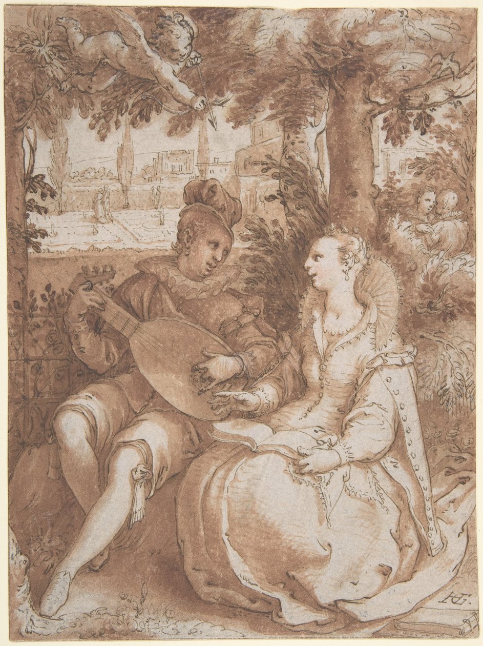 Wiosna, rysunek do ryciny przedstawiającej ten sam motyw autorstwa Hendrick Goltzius