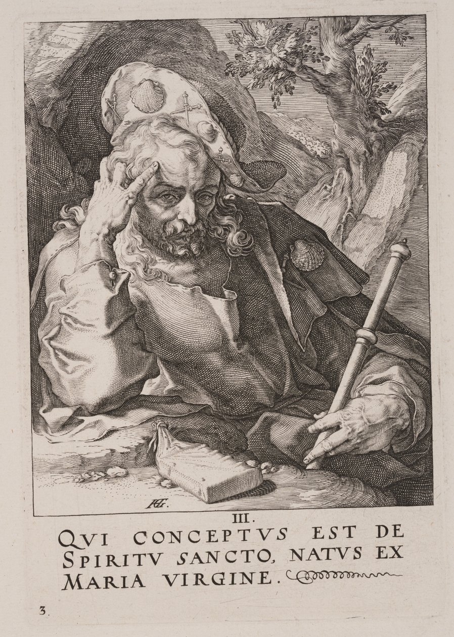 Jakub Wielki, od Chrystusa, Apostołów i św. Pawła z Credo autorstwa Hendrick Goltzius